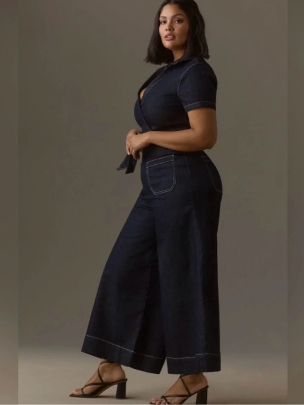 NWT Anthropologie x Maeve-Colette Black Denim Wrap Jumpsuit.Size 24W - Picture 13 of 13